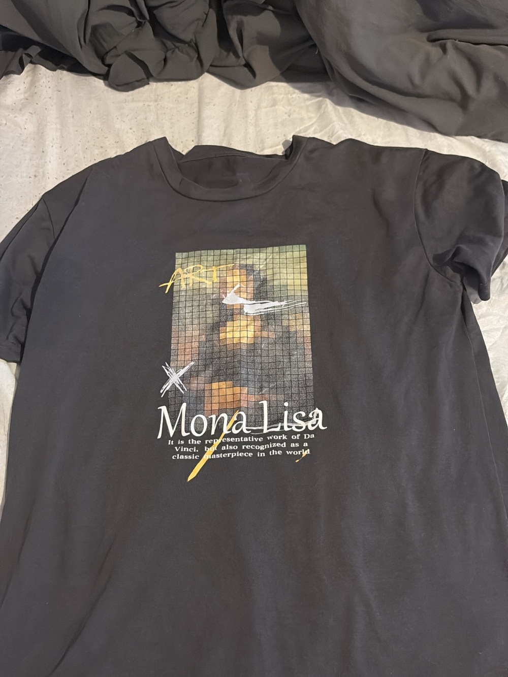 Mona Lisa Graphic Tee - Black with Yellow Accent
